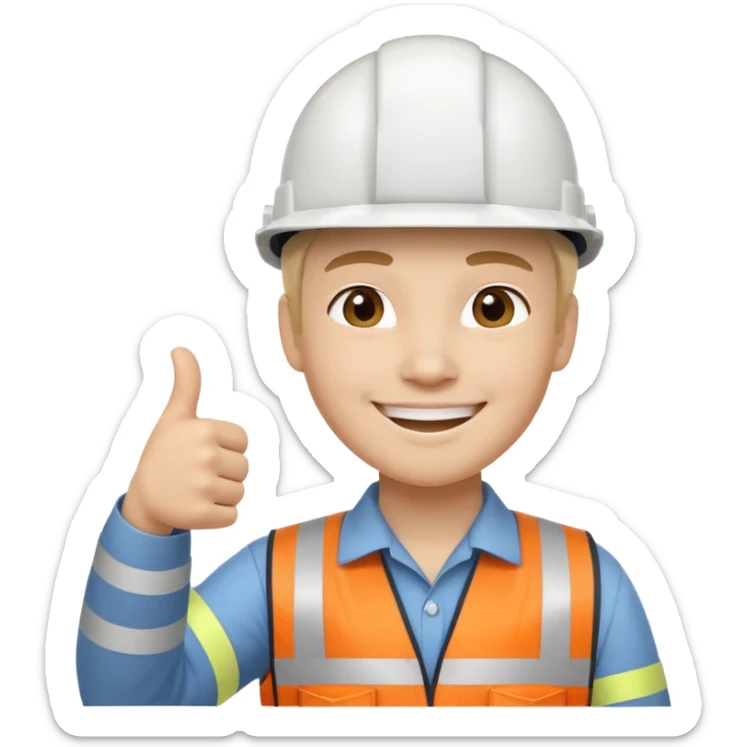 Cara de persona con casco blanco inginierl civil con pulgar arriba sticker