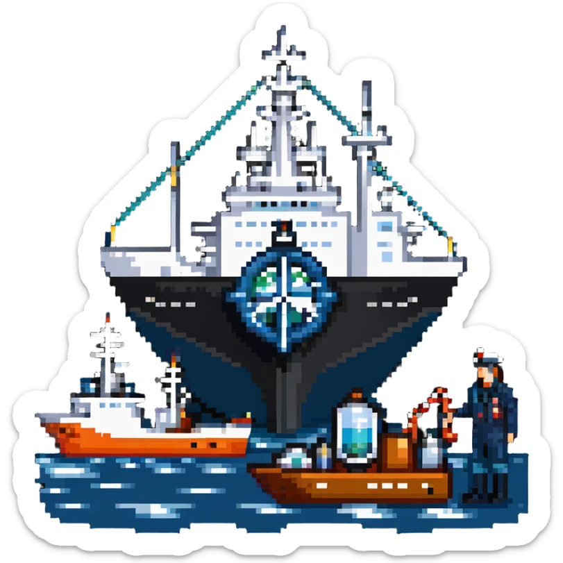Vladivostok oceanography sailor with research vessel and marine scientific equipment sticker