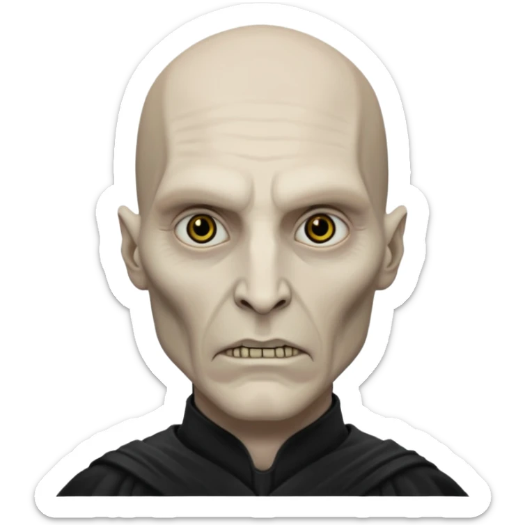 lord voldemort volto magro e di carnagione pallida senza il naso, sguardo cupo sticker