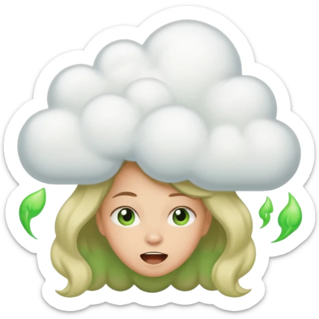 Girl farting green fart clouds sticker