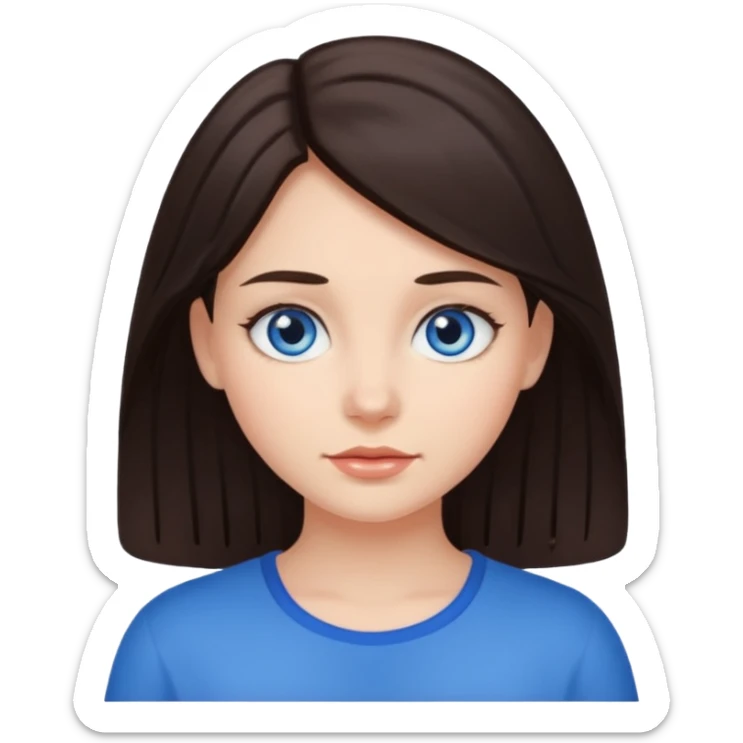 Girl with dark brown hair and blue eyes sticker