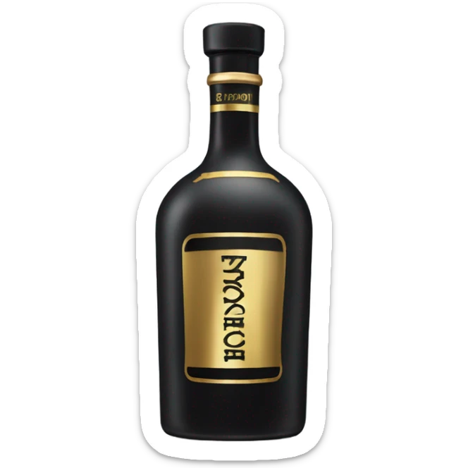 High and slim Black Matt bottle of expensive Vodka with golden letters deluxe sticker