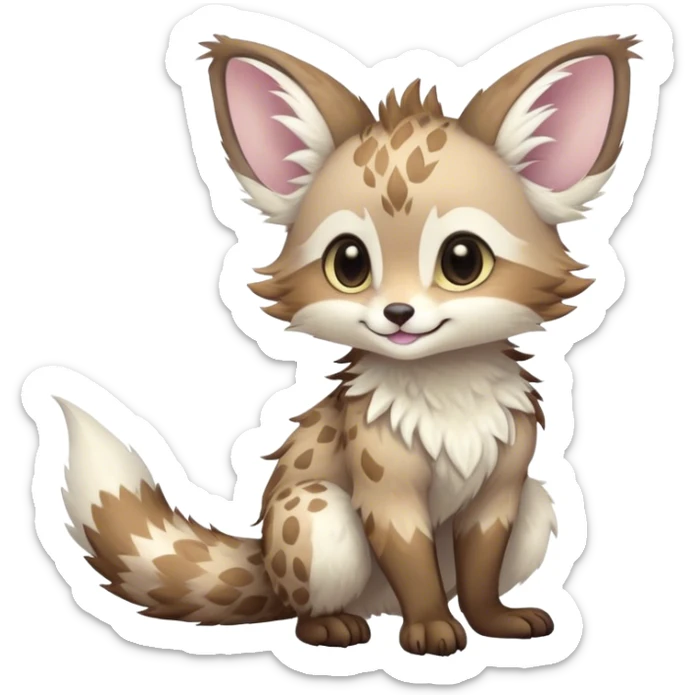 Feral Rare Fantasy pastel Vernid-Trico-species by LiLaiRa, random markings, tufted tail, tufted ears, full body sticker