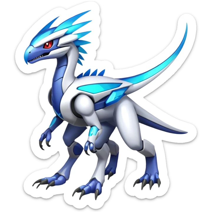 Shiny Futuristic Ethereal Fakemon-Pokemon-Digimon-Spectrobes-Raptor-fusion, full body sticker