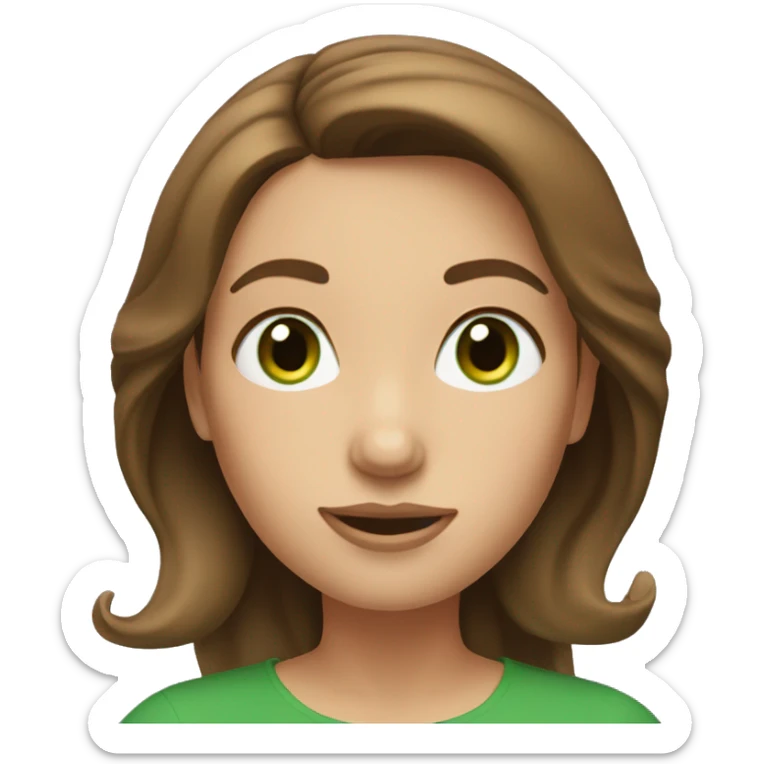 memoji women with brown hair and green eyes, around 34 years olf sticker