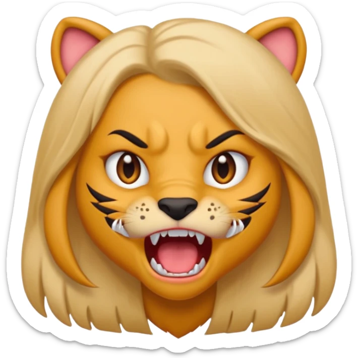 A girl growling like rawr silly vibes but make it an emoji not real human sticker