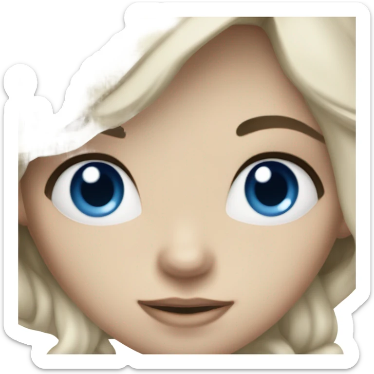 Black long wavy hair pretty white skin navy blue tank top girl blue eyes  sticker