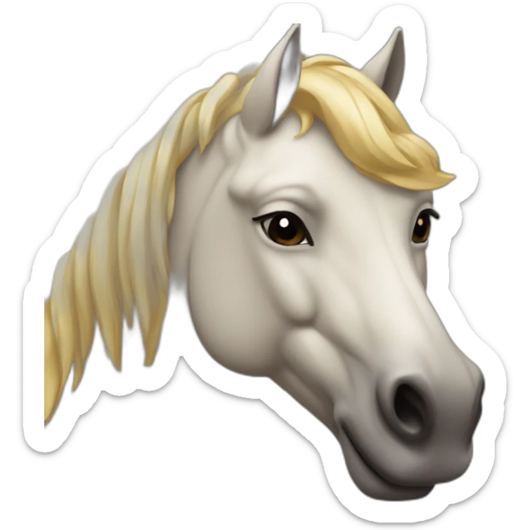 elabora un caballo con un cuerno en la frente dorado y que tenga alas grandes sticker