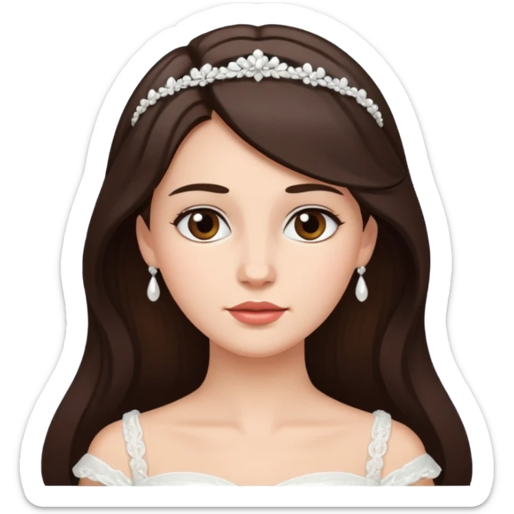 Blonde skin bride with dark brown hair with a chin on her face sticker