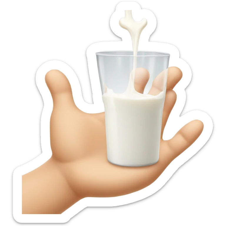 milk dripping directly off palm of hand with 5 fingers sticker