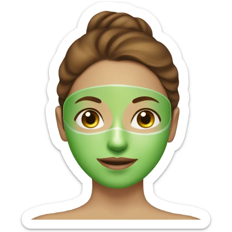 Girl with freackles Brown hair and white skin wears skin care mask Thats Green sticker