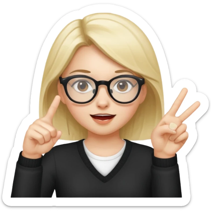 Una niña sacando el dedo del medio una niña con lentes muy cool  sticker