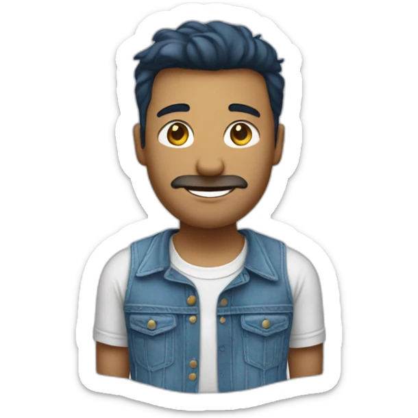 Un homme tres grand avec un jeans et un t-shirt bleu sticker