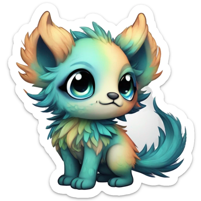 cute Kawaii edgy ethereal shy epic fantasy animal fursona Fionbri creature by griffsnuff & LiLaiRa & Falvie with exotic colors full body sticker