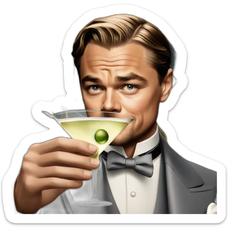 Leonardo DiCaprio in the movie The Great Gatsby with a glass of martini sticker