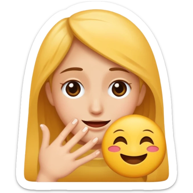 Quiero una persona sosteniendo una carita feliz y que la cara este triste sticker