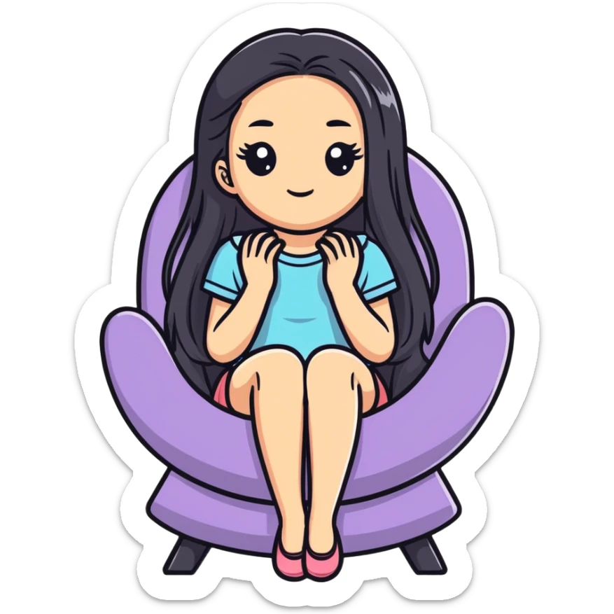 Girl sitting on a huge fake eyelash liek sitting on it like a chair  sticker