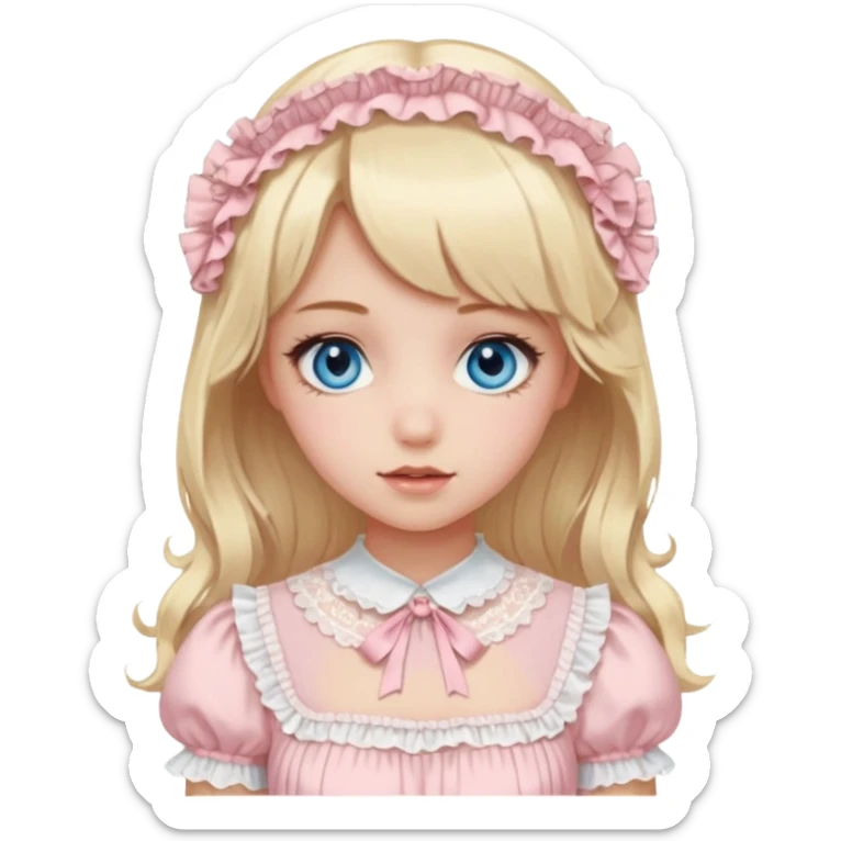 blonde and blue eyed girl with light pink dress lolita sticker