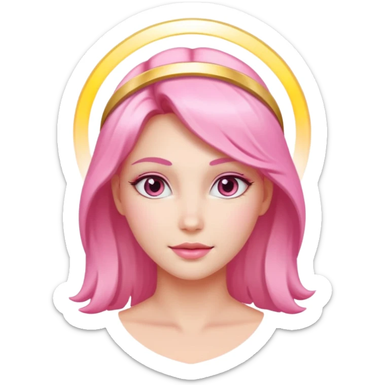 angel emoji, beautiful pink woman with a glowing halo sticker