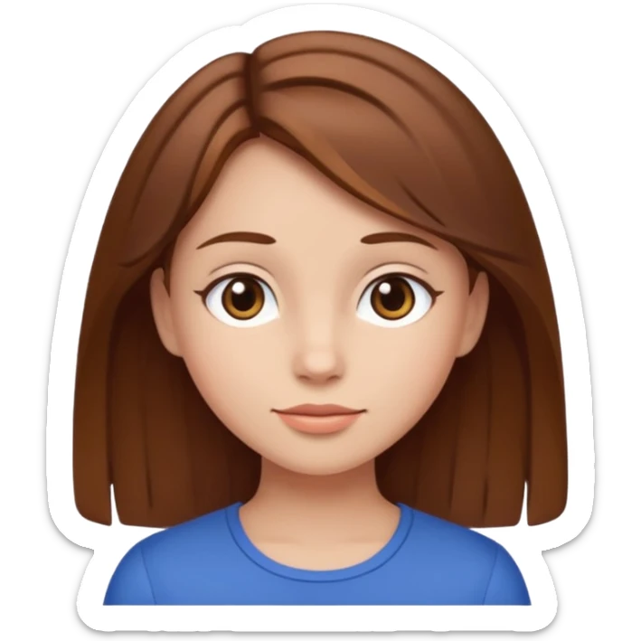 full body girl with brown hair sticker