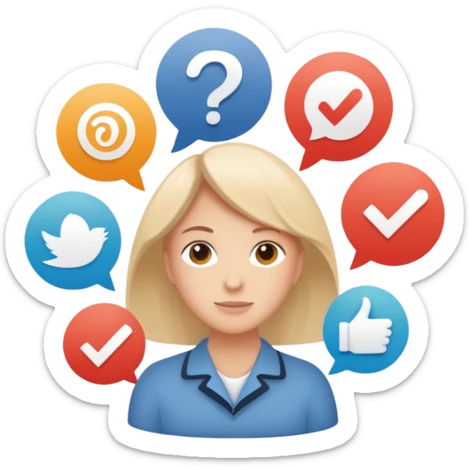 Make me an emoji for an app. The emoji is to highlight "social", "Real people", Reviews, trust, and brand recognition  - Should be circles in a flattened style.

Think favicons like reddit (don't use real favicons) and limit to 3 sticker