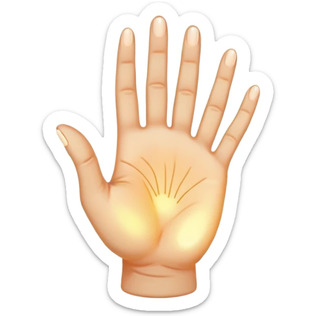  -- ethereal glowing hand palm lines-- 5 fingers reading palm - the act of palm reading practice 
 sticker