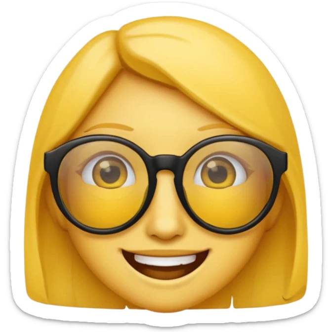 emoji with yellow glasses without a person, only glasses, yellow lenses, black frame sticker