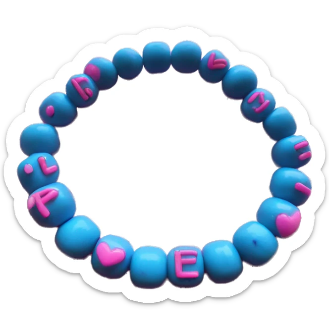 Bracelet made of pink and blue beads with beads that spell out Rave Life sticker