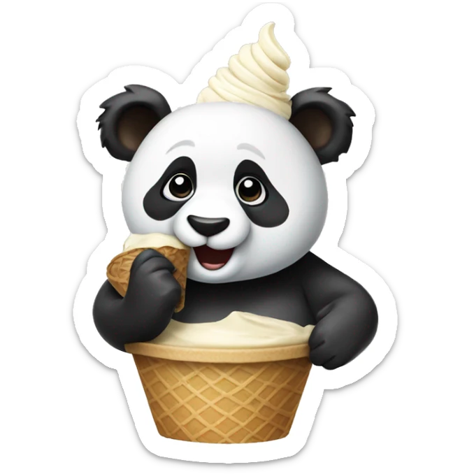 Panda eating ice cream sticker