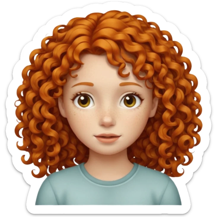 A ginger girl with curly hair in this style 👩🏼‍🦱 just the head no body simile to the apple curly hair emoji just ginger instead  sticker
