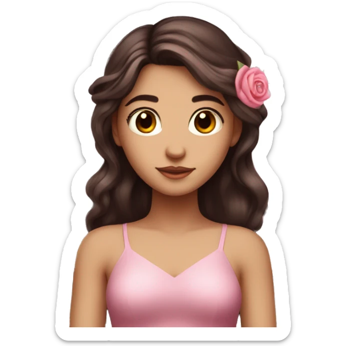 Beautiful, rose, fairy, pink, long dark brown hair, big wings, fair skin sticker