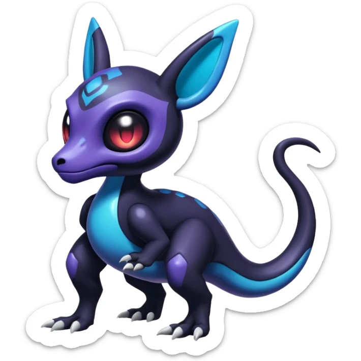 Shiny Duskull-Salandit-Umbreon-Fakémon-hybrid-creature (full body)  sticker