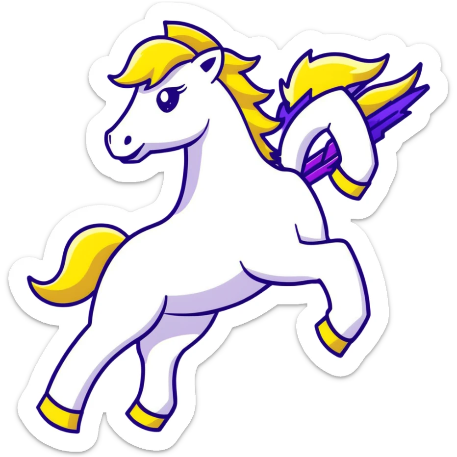 A yellow horse composed of bright electric energy, with yellow wires visible throughout its form, lightning bolts emanating from its mane and tail, galloping at high speed. sticker