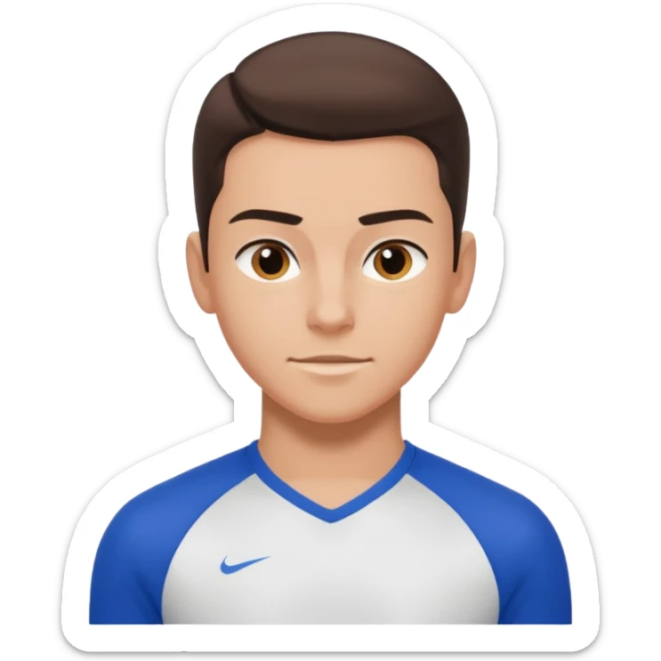 teen boy slick back brunette hair wearing sport clothes giving famous school boy vibe with confident attitude and smirk sticker