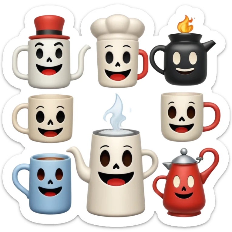 All Cuphead characters and a mega all bosses and all mega casino bosses and Cuphead ghost and Mugman tells elder kettle but elder kettle was dead and Mugman sticker
