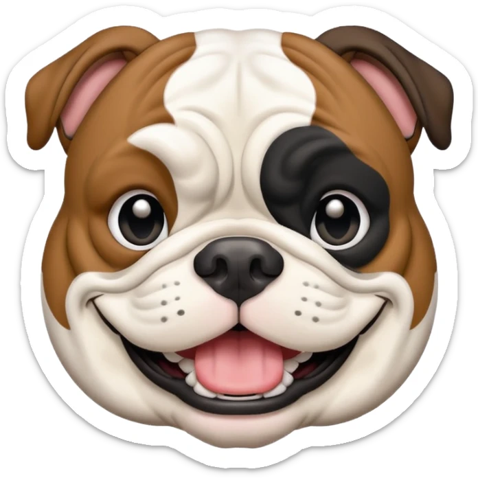 Black and white happy boy English bulldog with a big smile sticker