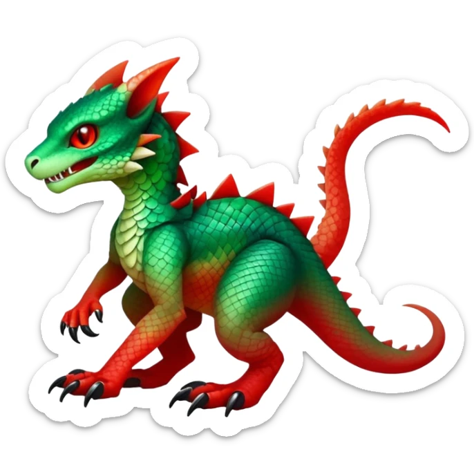 Cool Edgy Green-Red-gradient badass Fionbri-Vernid-Trico-animal-creature full bodyd sticker