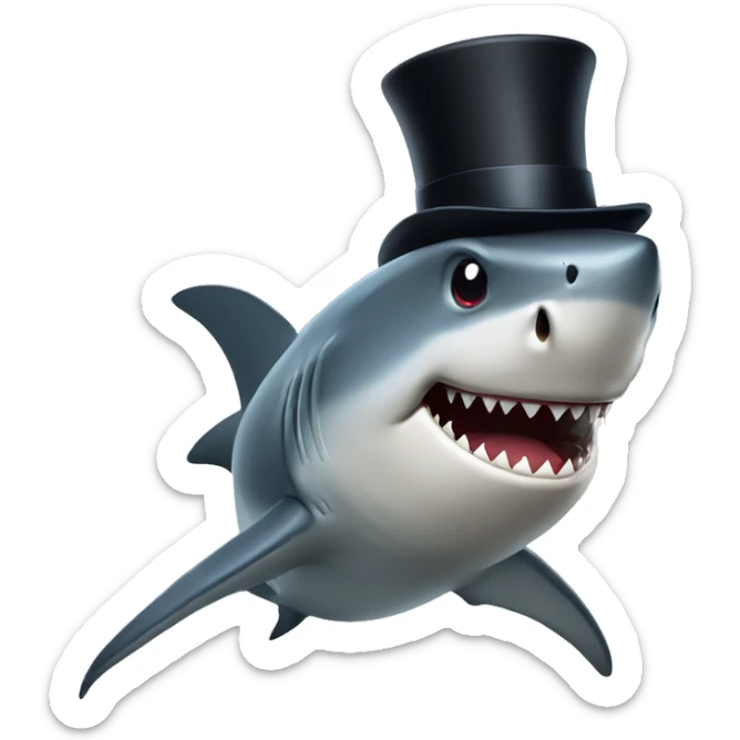 Shark with a top hat sticker