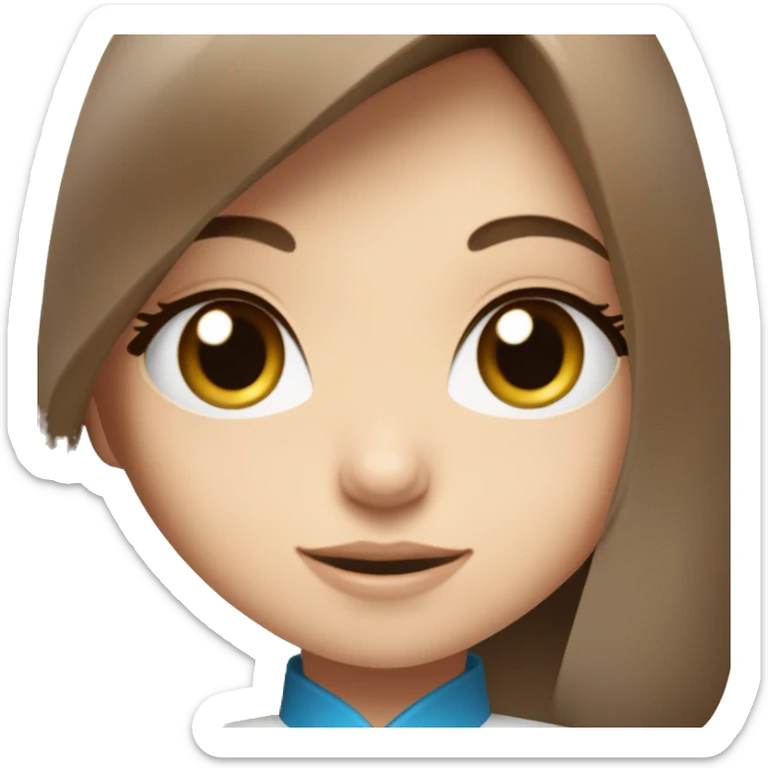 Caucasian girl with brown hair and blue eyes eating sushi ￼ sticker