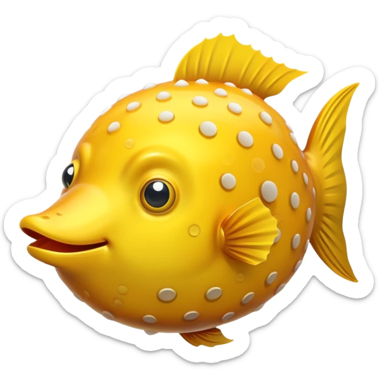 A yellow blowfish puffs up brightly, adding a pop of color to the ocean’s vibrant life sticker