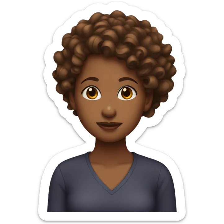 Brown girl with brown curly wavy hair sticker
