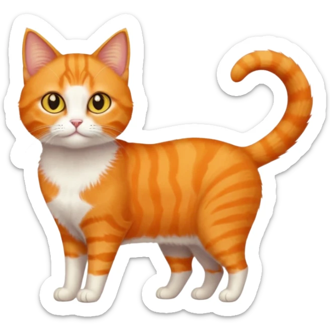 full body orange domestic shorthair slim cat with yellow/orange eyes  sticker