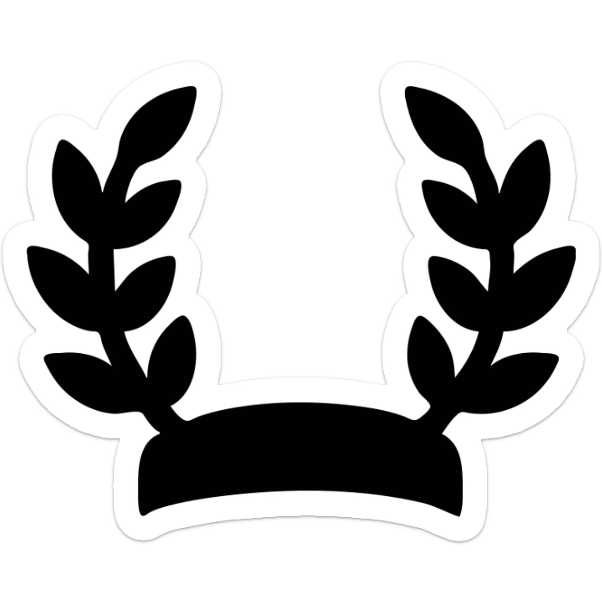 minimal icon of a Greek god crown with more perspective, laurel leaves arranged more horizontally, in silver color, type 4 sticker