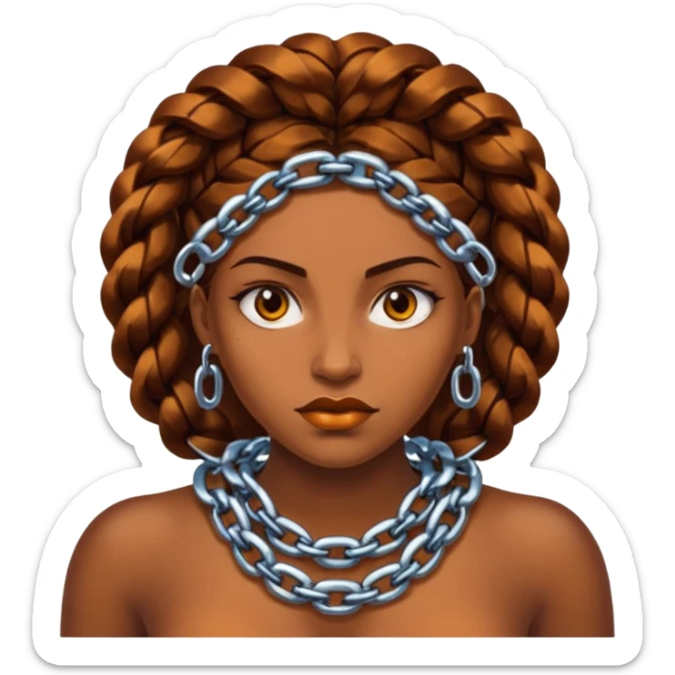 hace una cadena para que una mujer se ponga en el cuello Fuerte, llamativo, con carácter. Nada tímido. Puede ser más grueso o con textura marcada. Colores intensos o metálico bien definido. Tiene que imponer. sticker