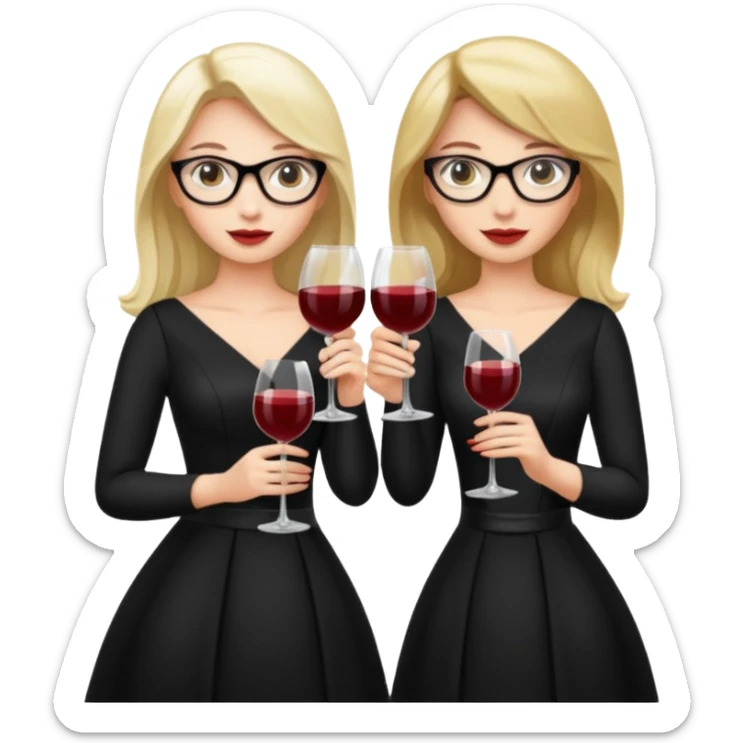 Two ladies in black gowns holding glasses of wine sticker