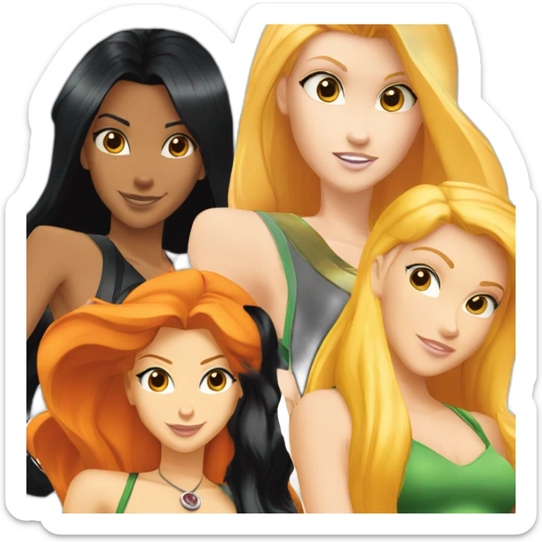 totally spies three girls blond hair black hair orange hair sticker