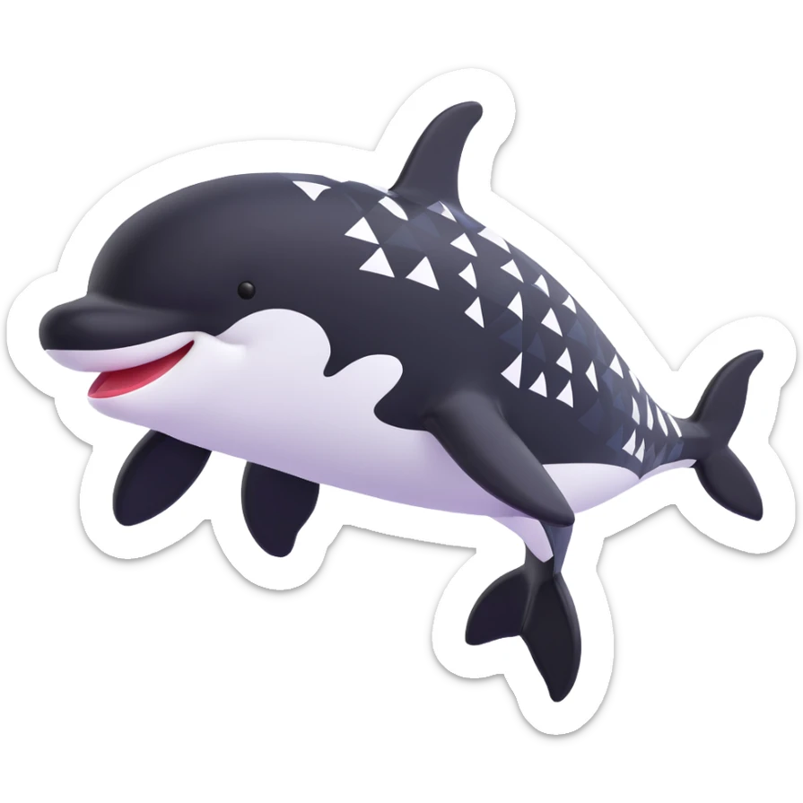 Change all blue parts of the orca to black, keeping the 3D emoji style and the rest of the colors unchanged. sticker