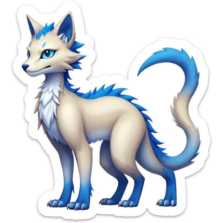 Kawaii dark cool edgy fantasy ethereal feline-vernid-sergal-fursona animal creature with a tufted tail full body sticker