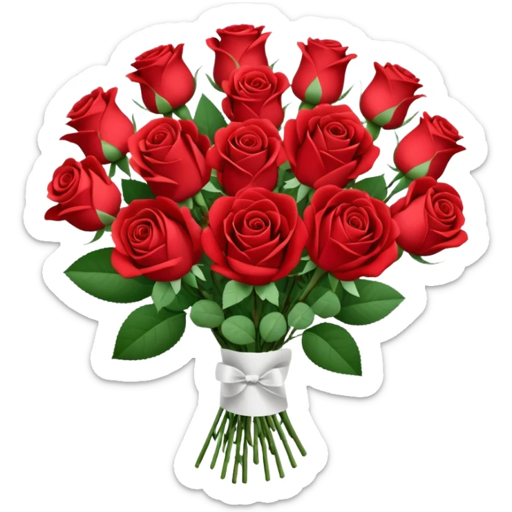 A paper-wrapped bouquet of fresh roses and baby’s breath sticker