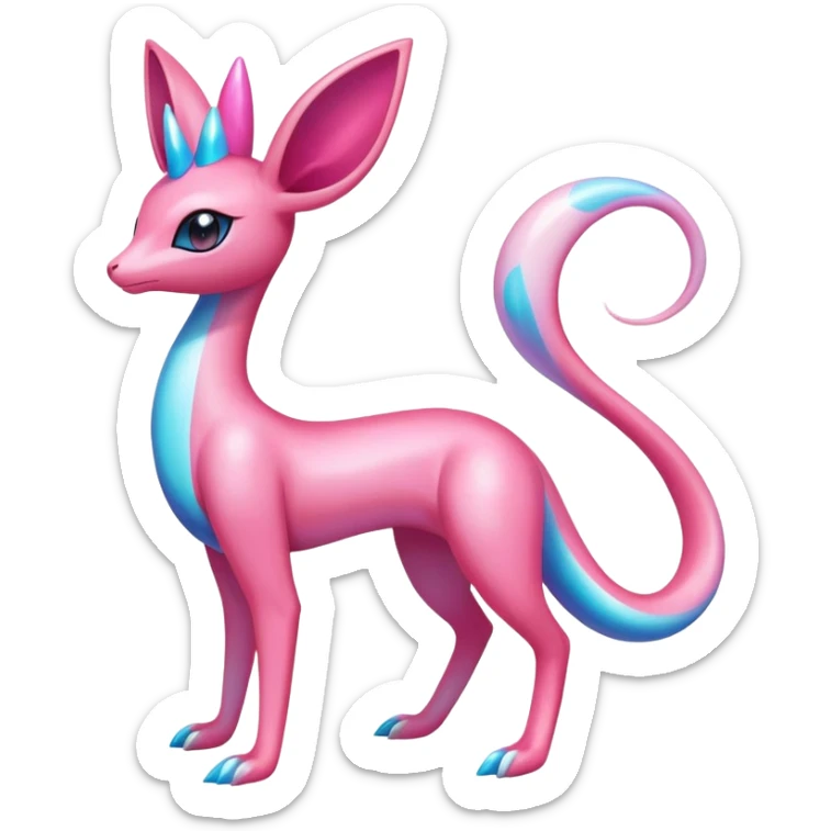 Colorful Iridescent Exotic Amaura-Salazzle-Aurorus-Sylveon-Fakémon-hybrid-creature (full body)  sticker